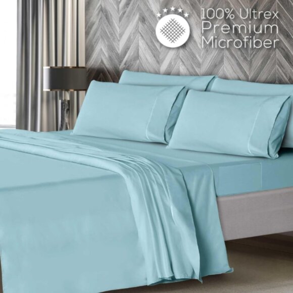 MUELLER Premium Hotel UltraTemp 6-Piece Queen Sheet Set Cooling Luxury -Aqua NWT - Picture 2 of 6